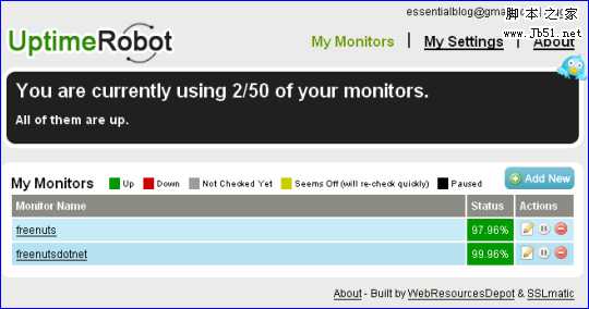 Uptime Robot 自动检测网站是否宕机的免费工具