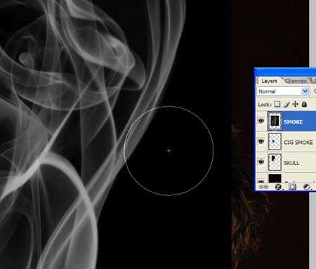 photoshop 合成带有骷髅头像的烟雾