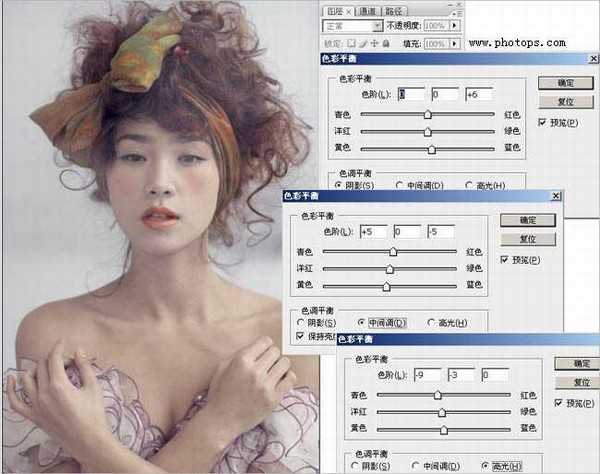 Photoshop将给室内人物照片制作成甜美的淡紫色