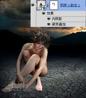 photoshop合成夜半梦境坐在孤灯旁取暖的女精灵