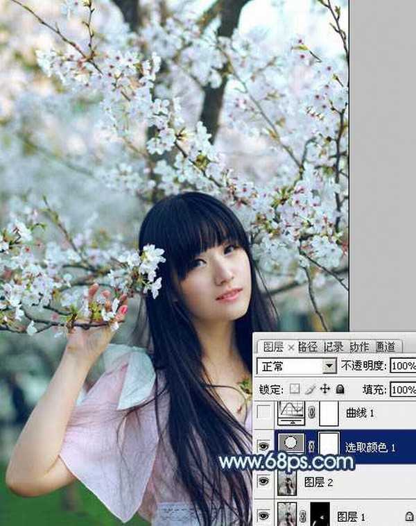 Photoshop为樱花中的美女图片增加粉嫩的蜜糖色