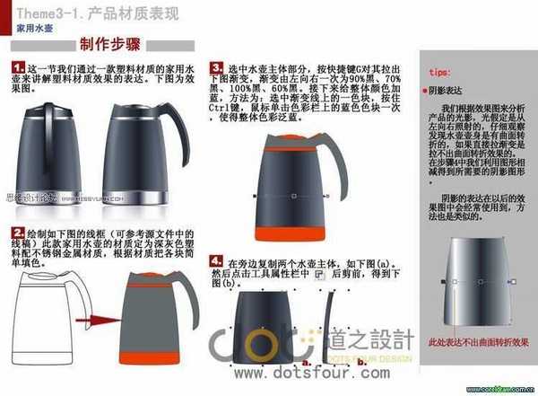 CorelDRAW绘制塑料磨砂水壶之工业绘画教程