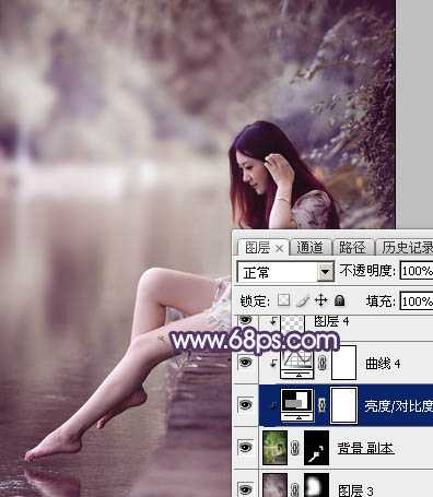 Photoshop打造柔美的中性冷色湖景美女图片教程