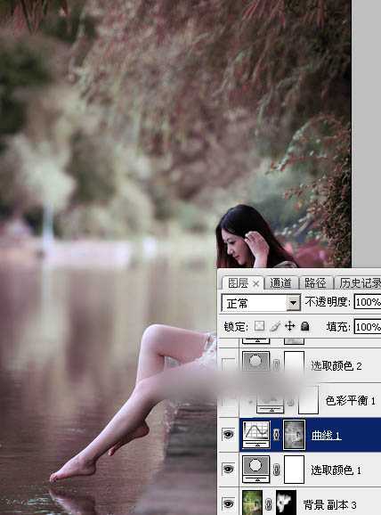 Photoshop将水景人物图片打造唯美的中性红褐色效果教程