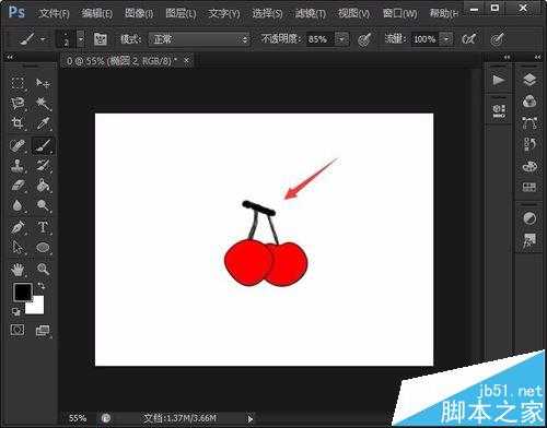 PS怎么画樱桃? ps绘制红红的简笔樱桃的教程