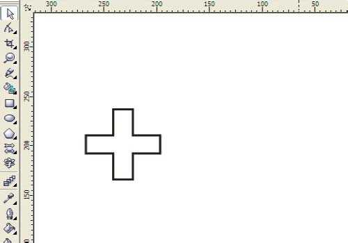 CDR中简单绘制一个十字架