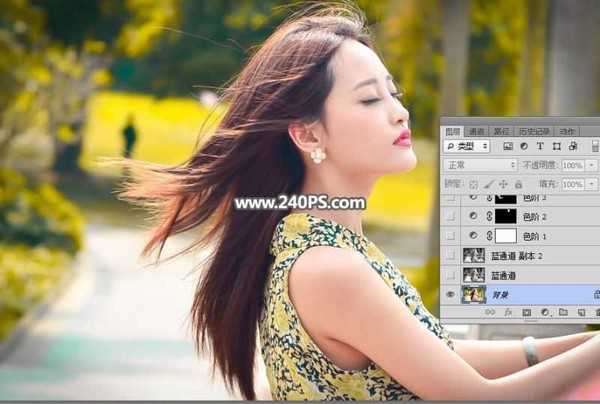 ps通道抠图快速抠出室外阳光明暗不匀的长发美女教程