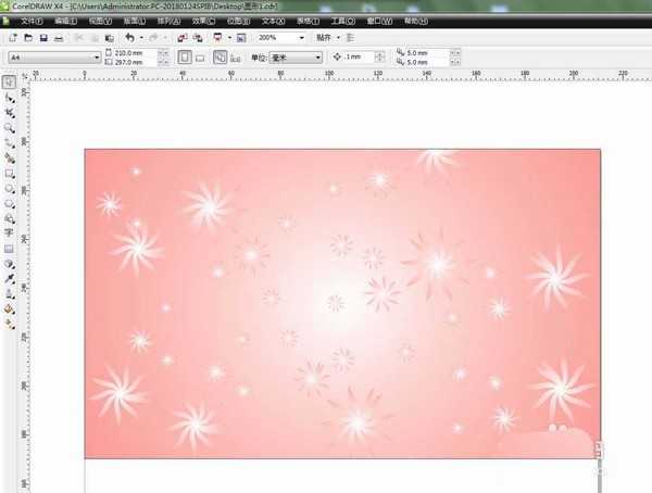 cdr怎么设计樱花粉不规则花纹的背景图?