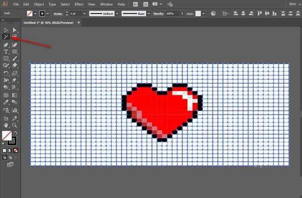 ai怎么绘制像素效果的爱心矢量图?