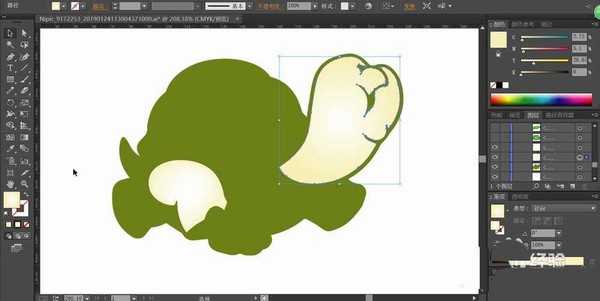 ai怎么手绘卡通乌龟矢量图?