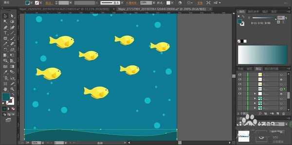 ai怎么手绘热带鱼群插画? ai适量插画的绘制方法