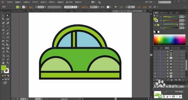 ai怎么绘制漂亮的微型车? ai绿色小汽车的绘制方法