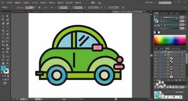 ai怎么绘制漂亮的微型车? ai绿色小汽车的绘制方法