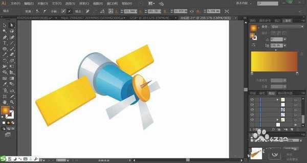 ai怎么绘制2.5d立体效果的飞行器模型?