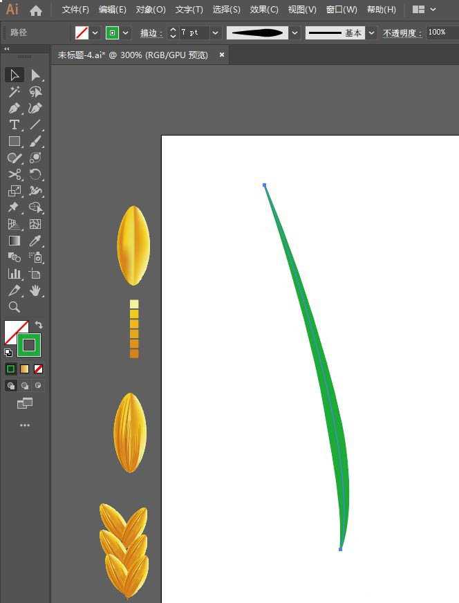 ai怎么画稻穗矢量图案? ai黄灿灿稻穗的画法